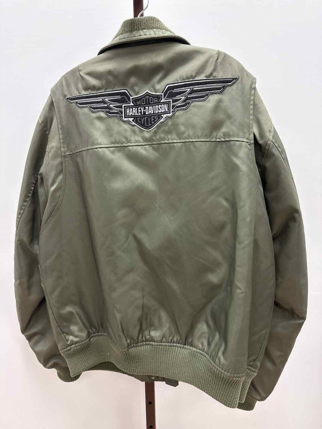 Harley Davidson Size L Mens Olive Green Bomber Flight Jacket