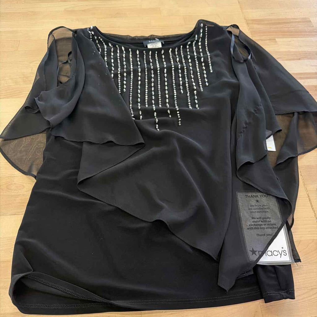 Msk Women's Beaded Overlay Split-Sleeve Top - Black