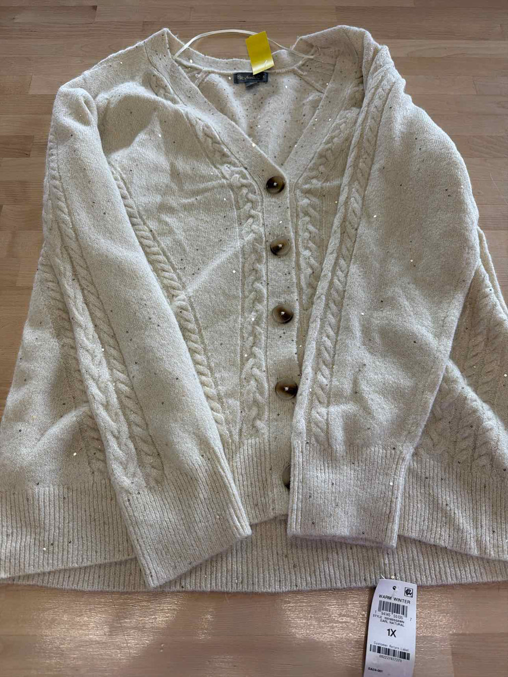 Style & Co. Size 1X Beige Cardigan