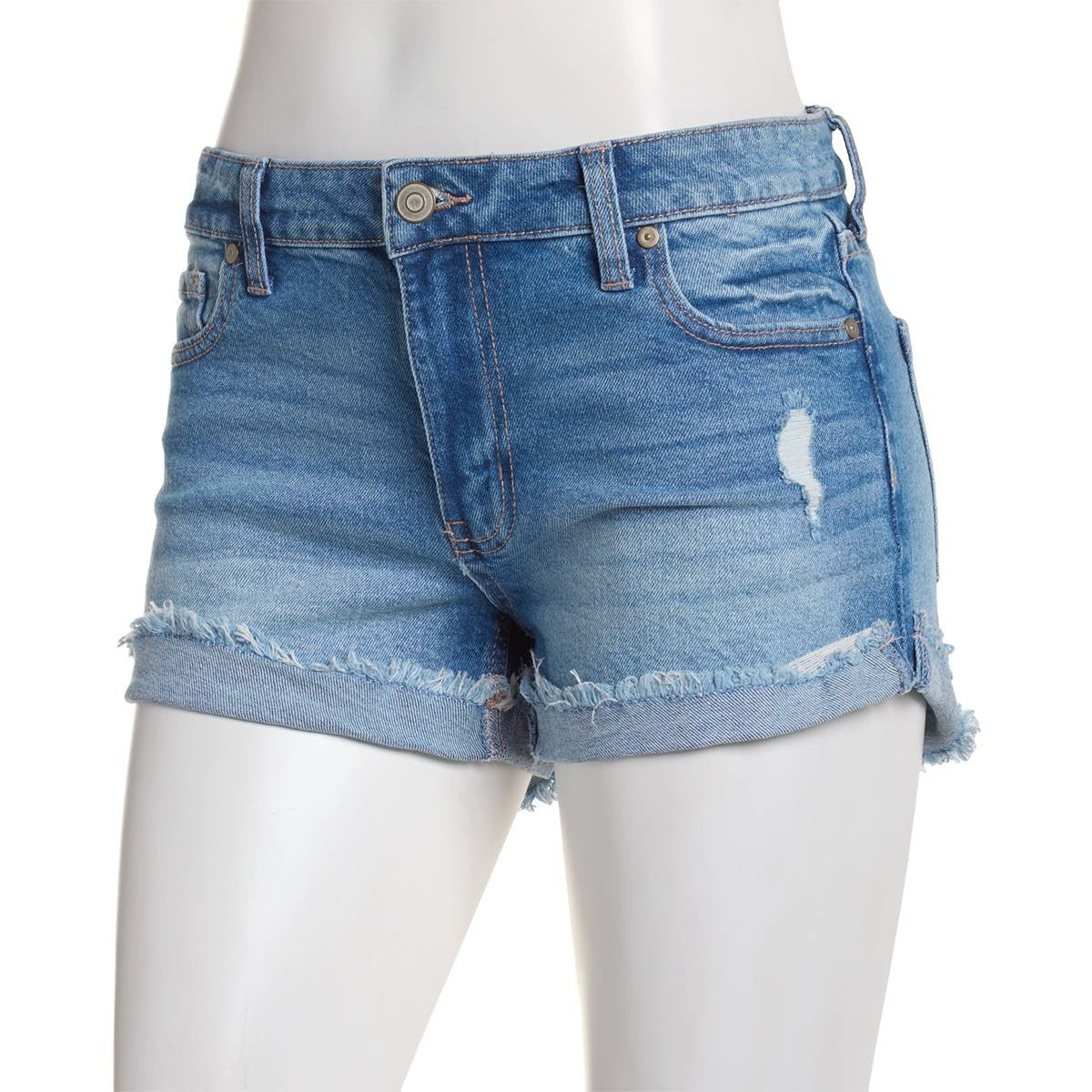Celebrity Pink Juniors' Mid-Rise Fringe-Cuff Shorts - Temecula - 5