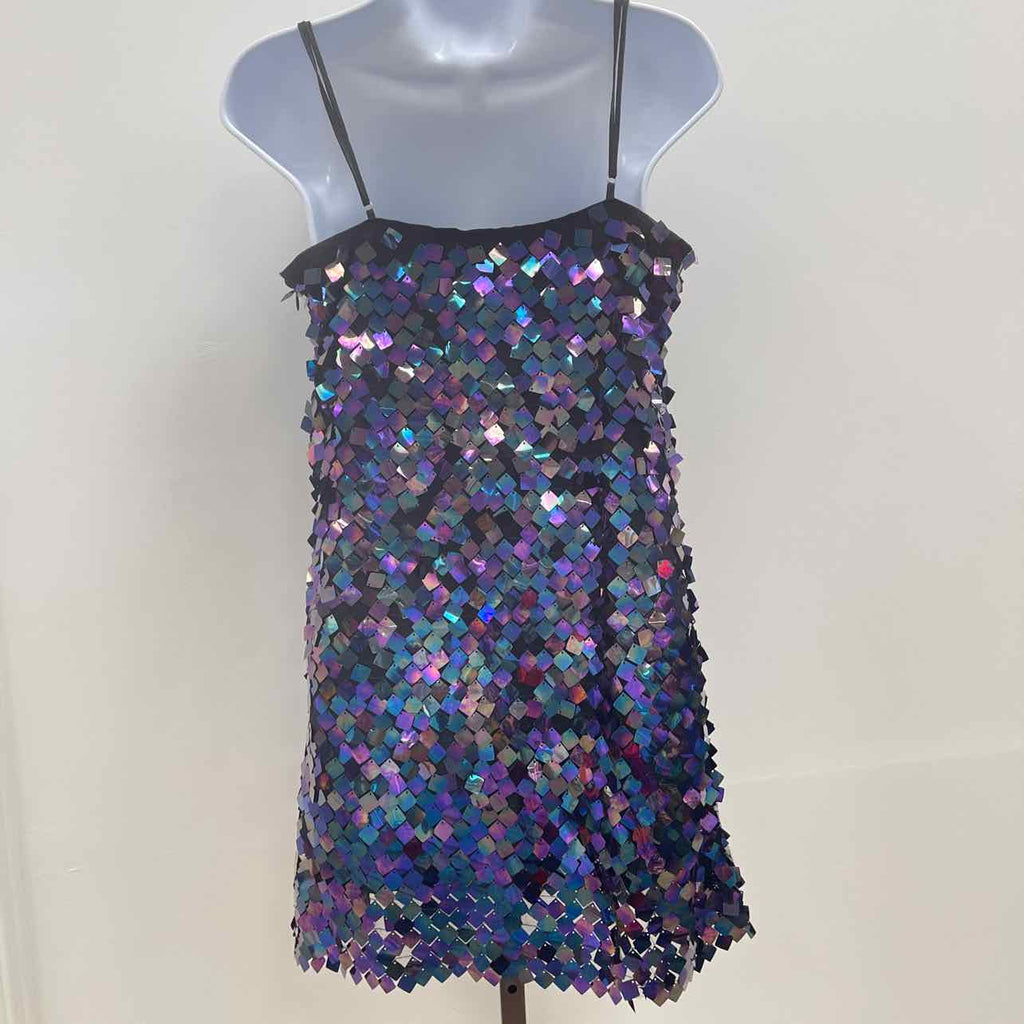 astr Size S Porsche Sleeveless Sequin Mini Dress - Purple Multi