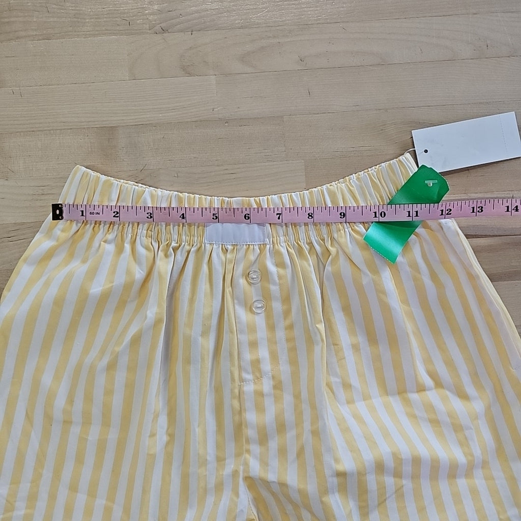 Love Tribe Juniors' Striped Cotton Boxer Shorts - White/Yellow - S