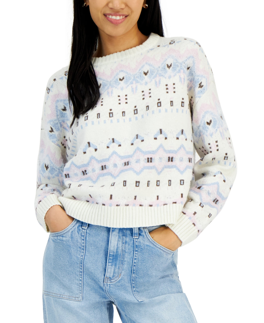 Sugar Moon Size L Nyc Alliance Fair Isle Sweater - Ivory NWT