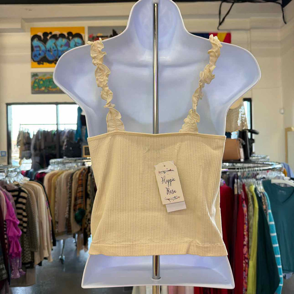 Hippie Rose Juniors' Ruffle Strap Seamless Tank - Bone