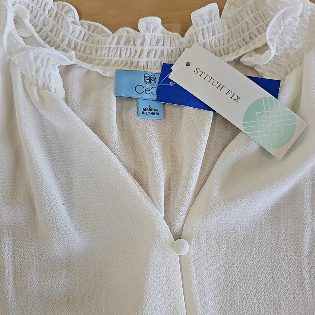 CeCe Size L White Blouse