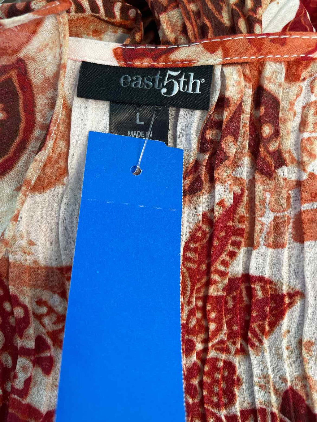 East 5th Size L Rust/Cream Blouse