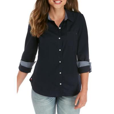Tommy Hilfiger Women's Cotton Roll-Tab Button-up Shirt