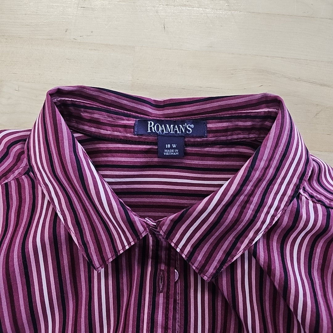Roamans Size 18 Purple Button Down Shirt