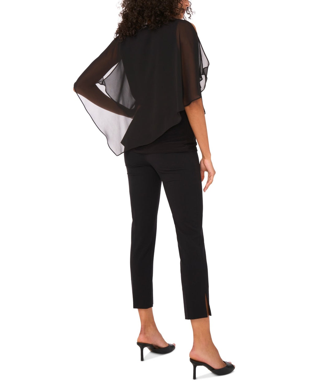Msk Women's Beaded Overlay Split-Sleeve Top - Black