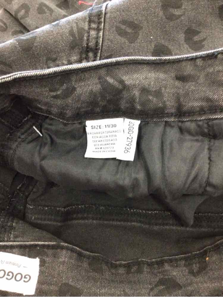 Gogo Jeans Size 11 Tonal Leopard-Print Wide-Leg Jeans - Black