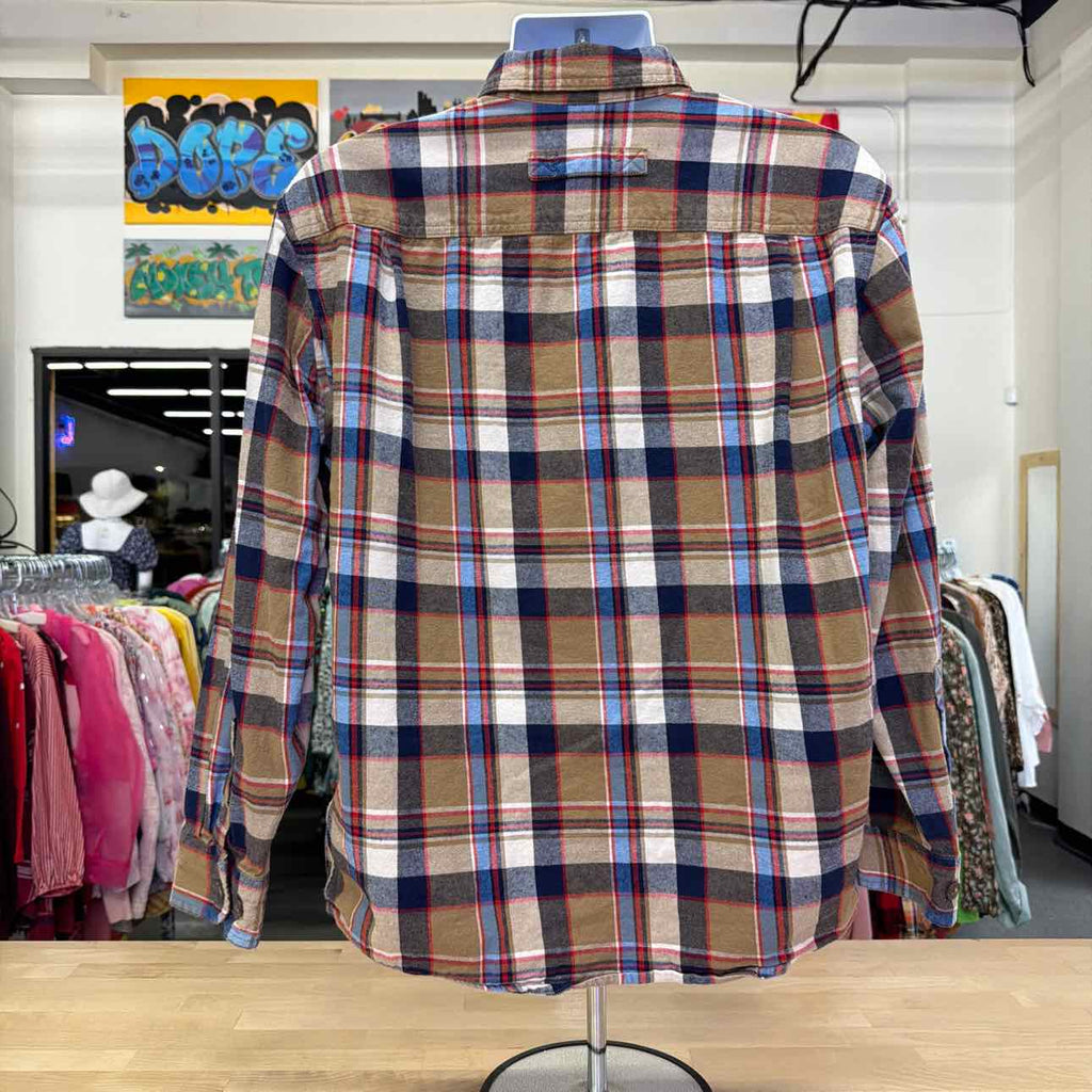 Duluth Size M brown/blue Preloved MENS Button Down Shirt