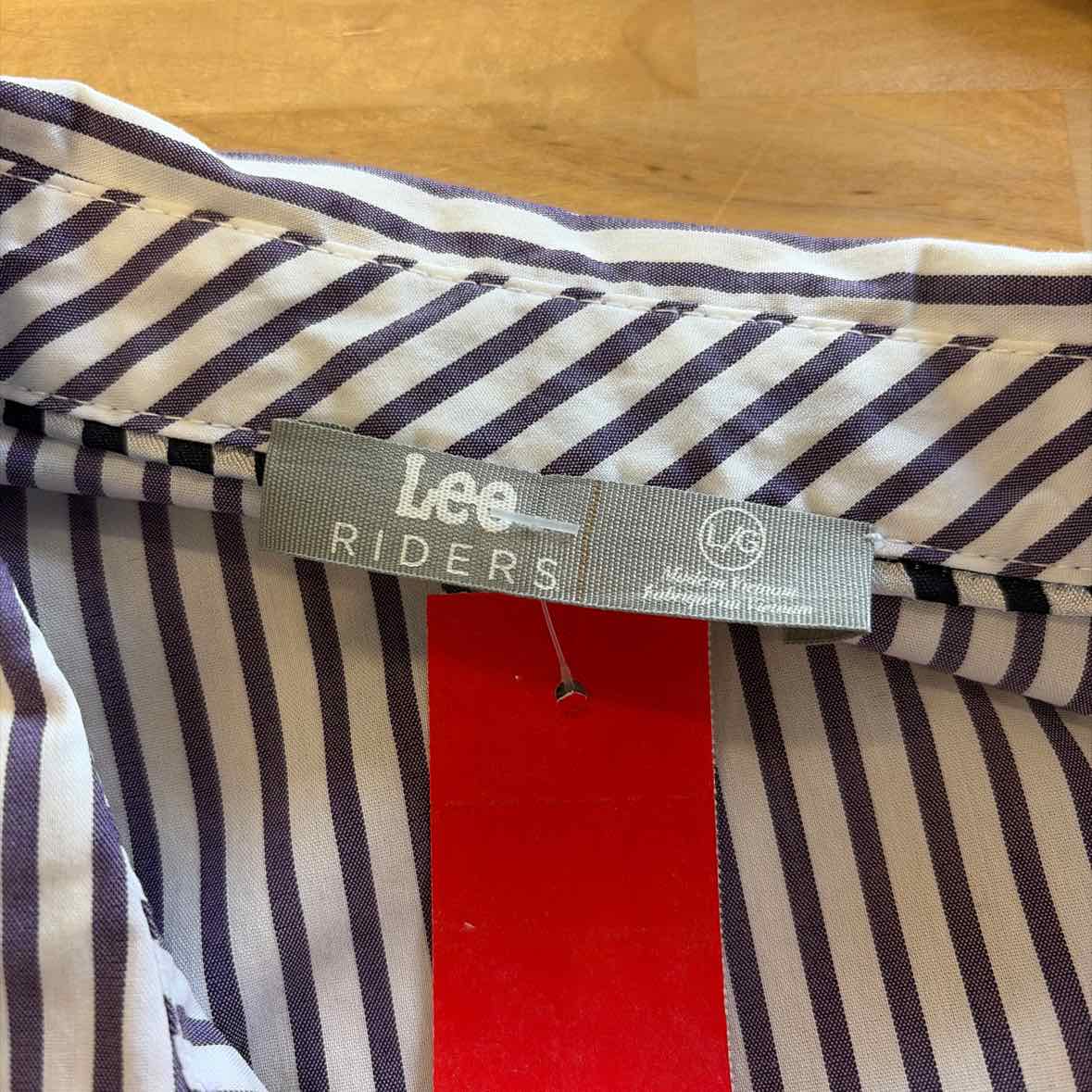 lee Size L Purple & White Used Button Down Shirt