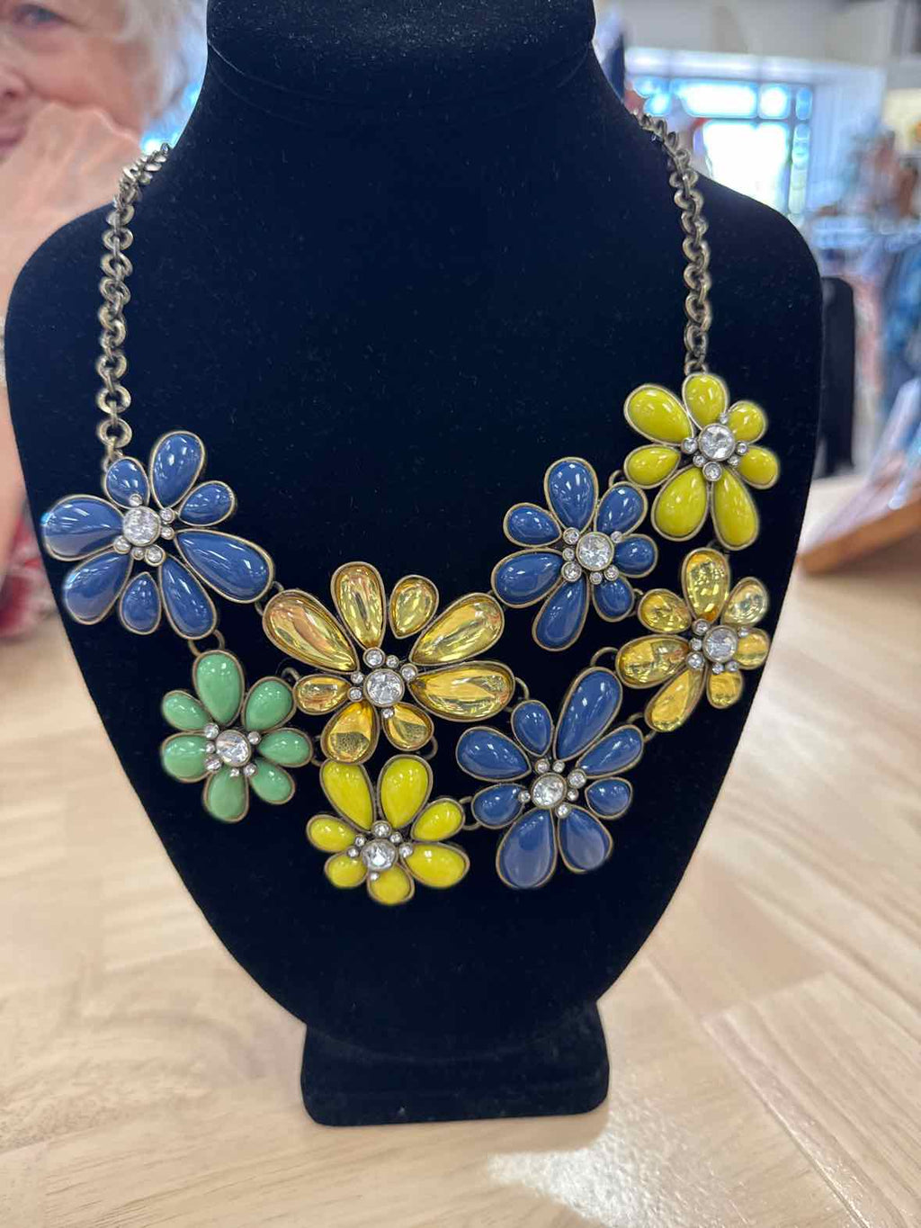 Joan Rivers Blue & Green Floral Necklace - Vintage
