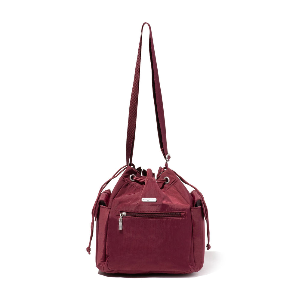 Baggallini Drawstring Crossbody Bag - Dark Cherry