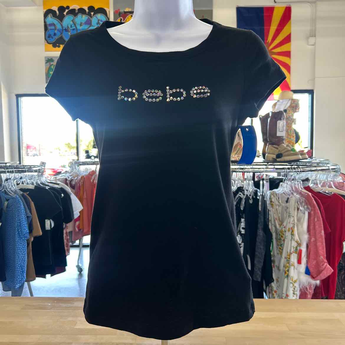 Bebe Size S Black Preloved T-Shirt SS