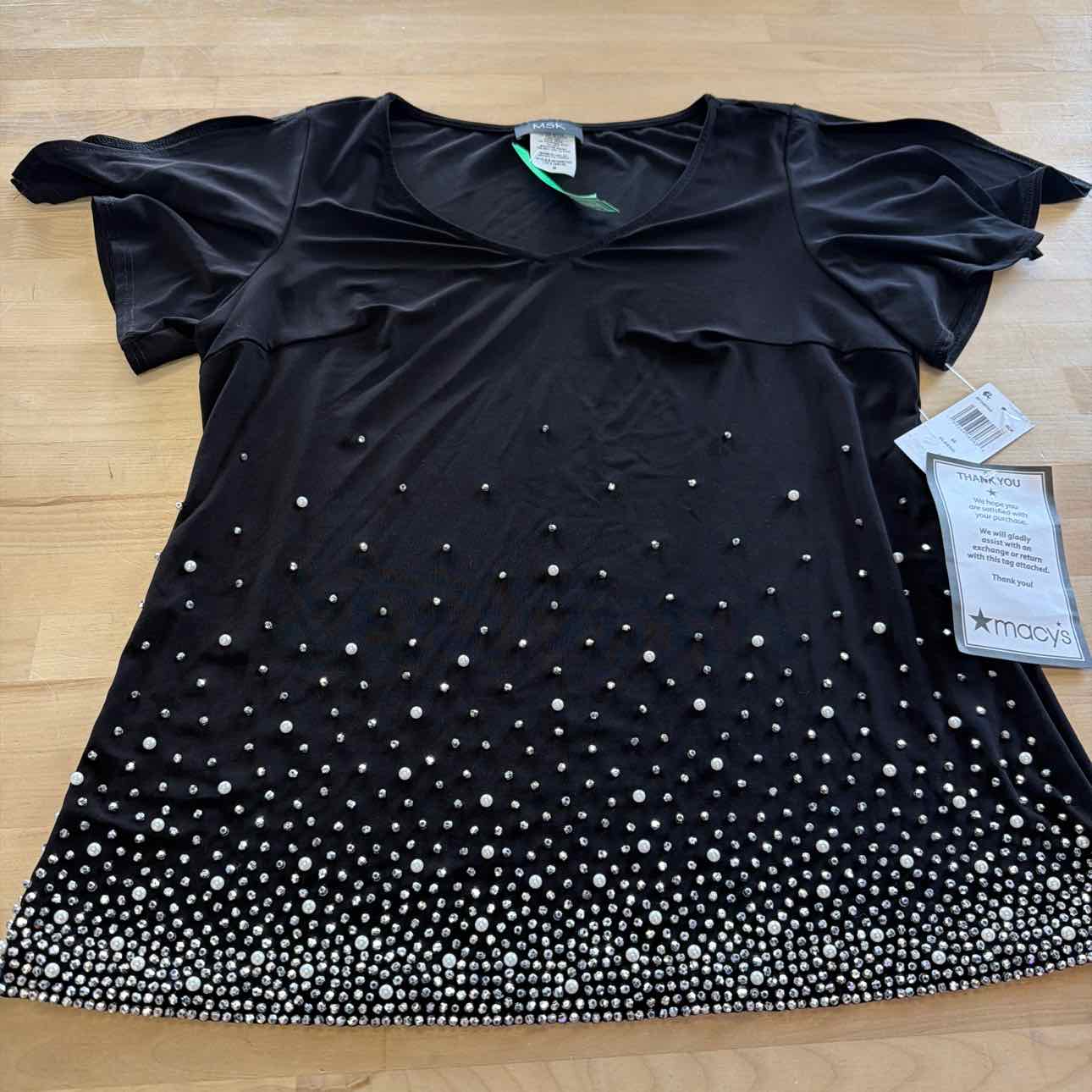 Msk Women's V-Neck Short-Sleeve Top - Black