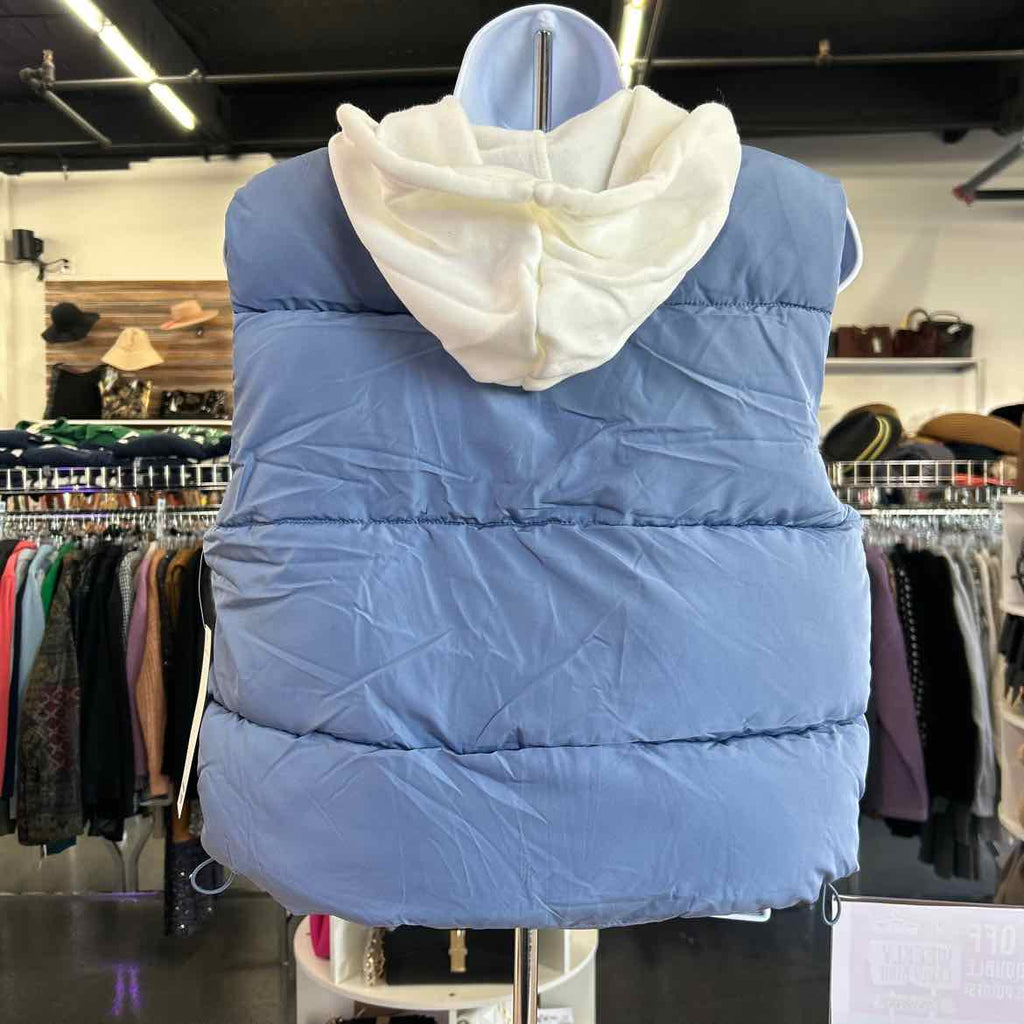 Madden Girl Size M Juniors' Hoodie Puffer Vest - Rustic Blue
