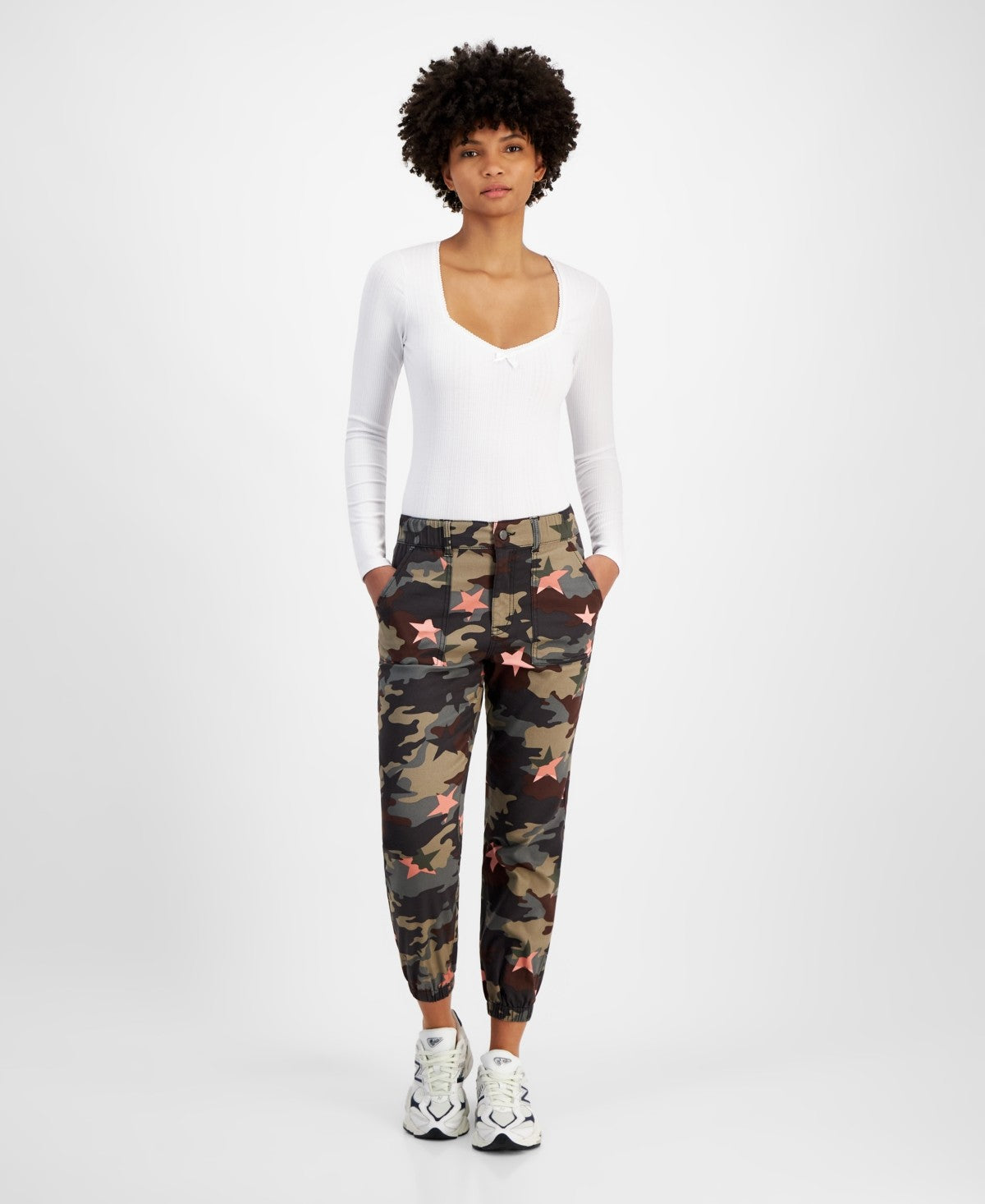 Tinseltown Juniors' Utility Cargo Jogger Pants - Star Camo