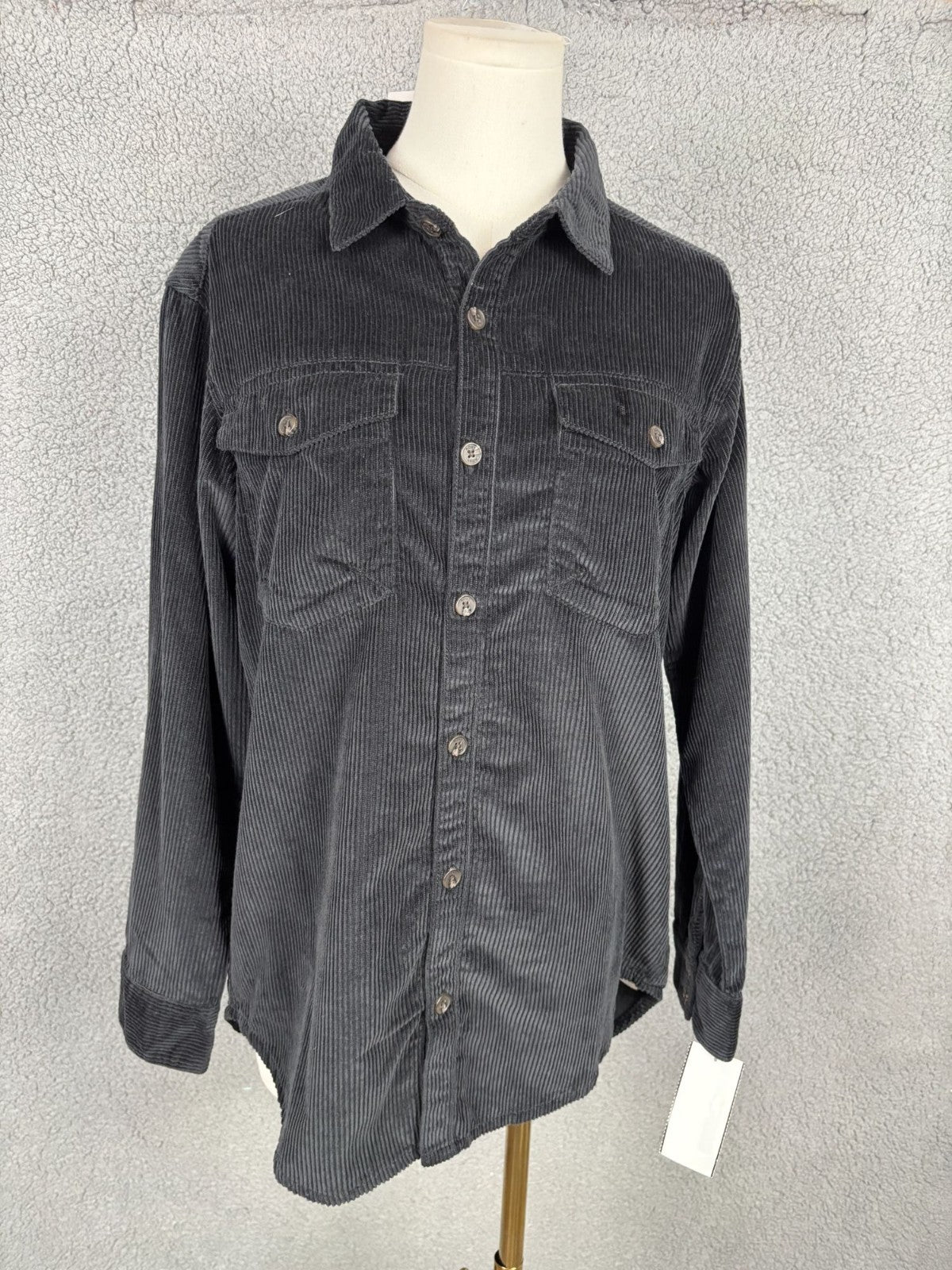 Roxy Size XS Corduroy Button-up Shirt W/Pockets Black