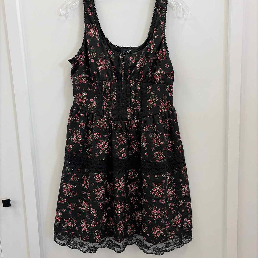 Planet Heart Juniors' Printed Sleeveless Corset Mini Dress - Black Beauty