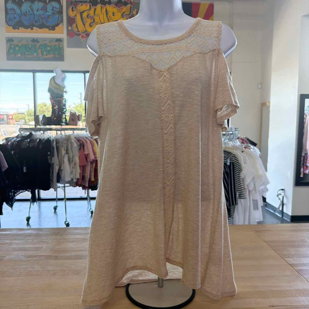 Style & Co. Size L Tan Preloved Blouse SS