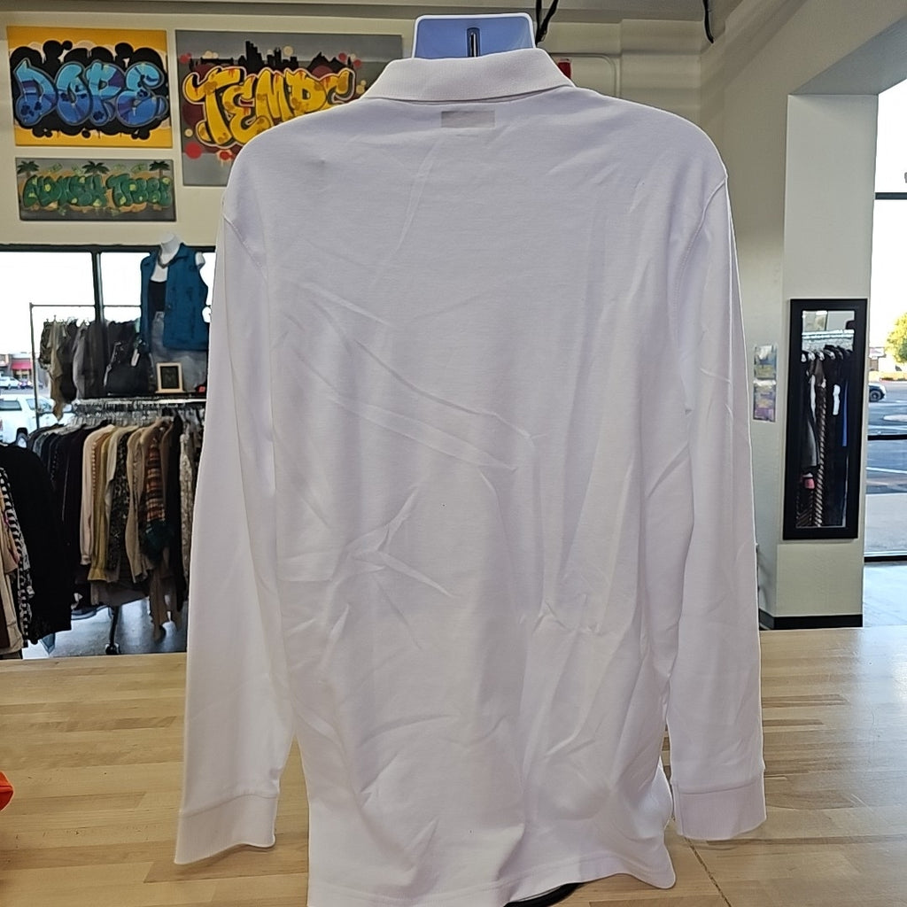 Alfani Men's Size XL White MENS Long Sleeve Polo Shirt