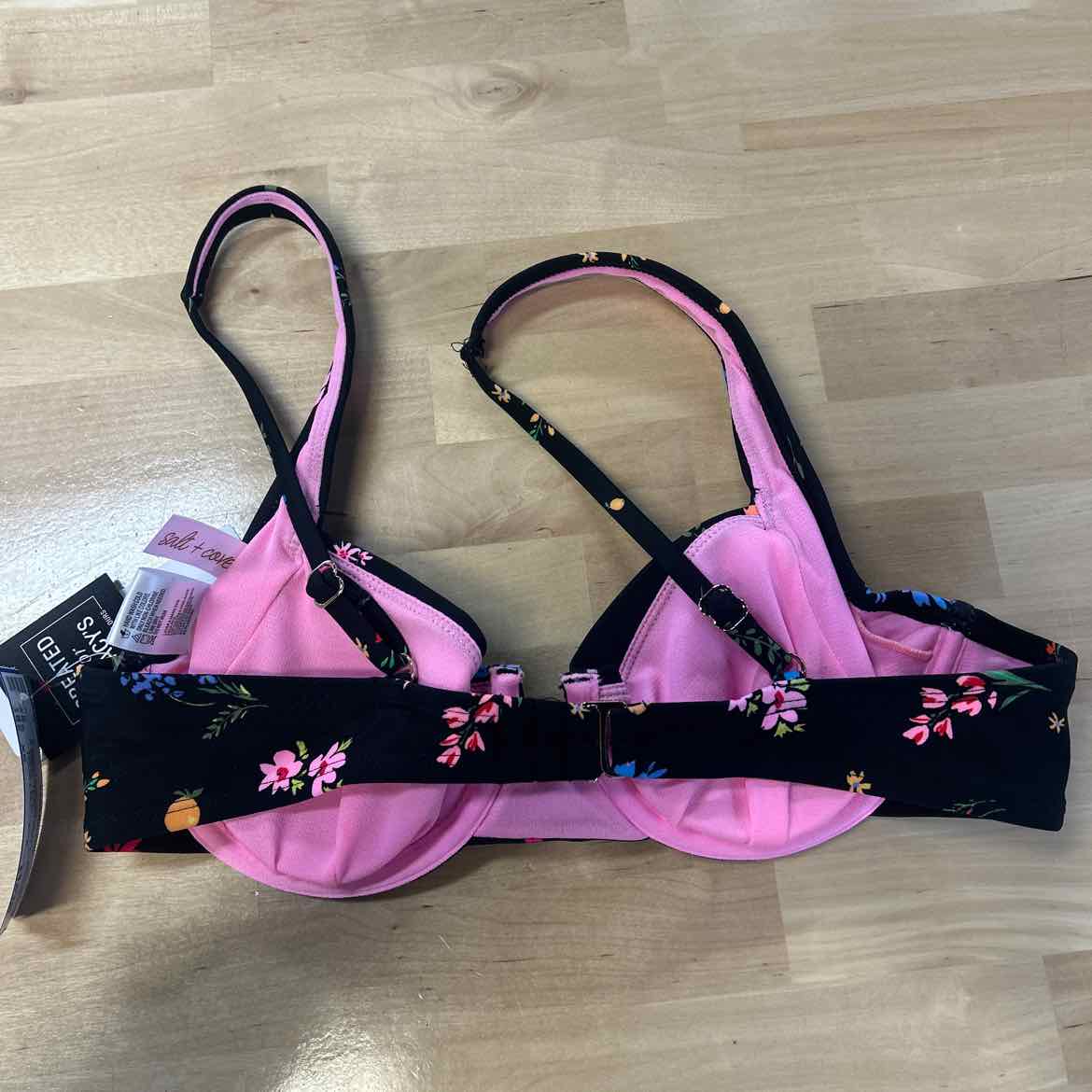 Salt + Cove Size XS Floral-Print Scoop-Neck Bralette Bikini