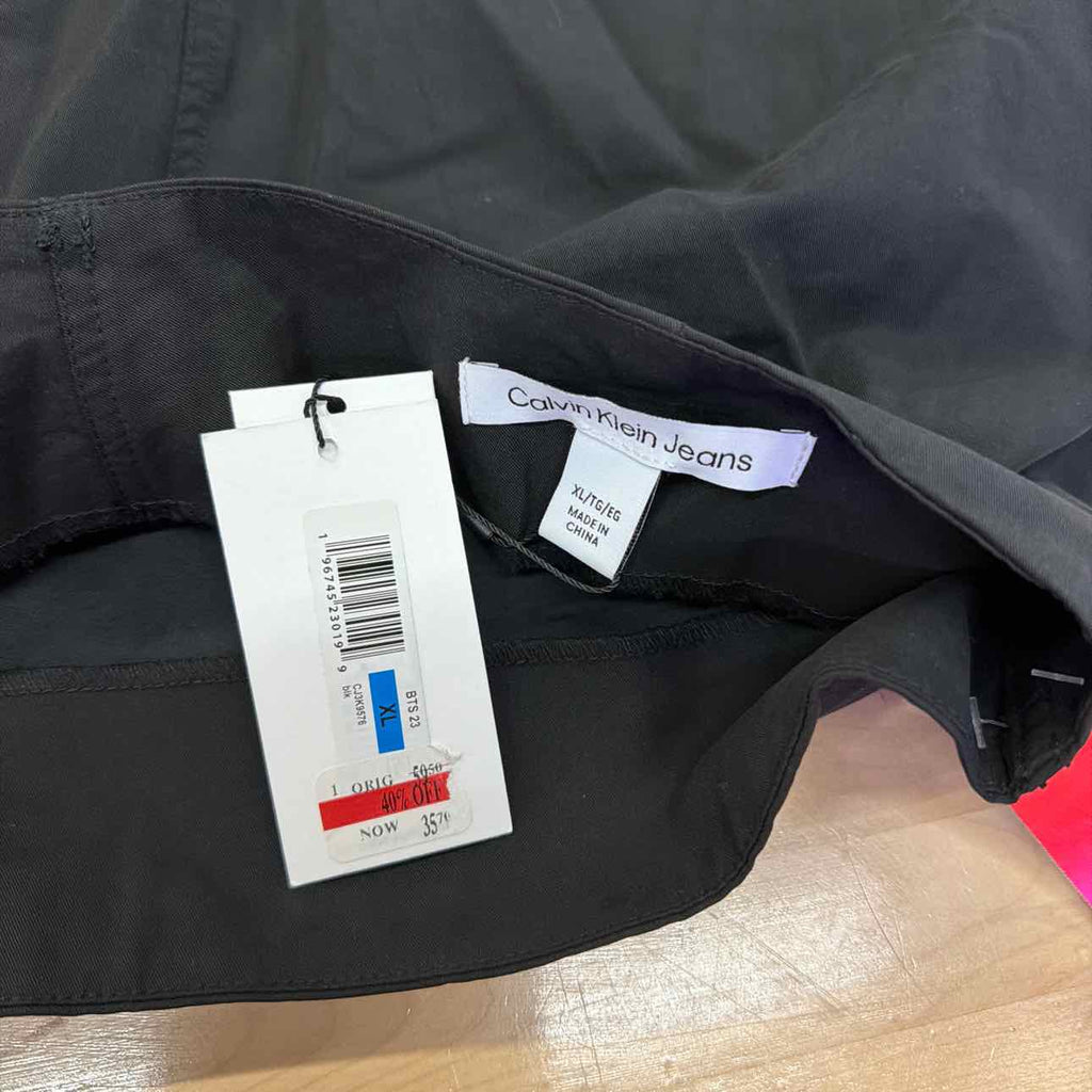 Calvin Klein Size XL High-Waist Twill Wrap Skirt Black NWT