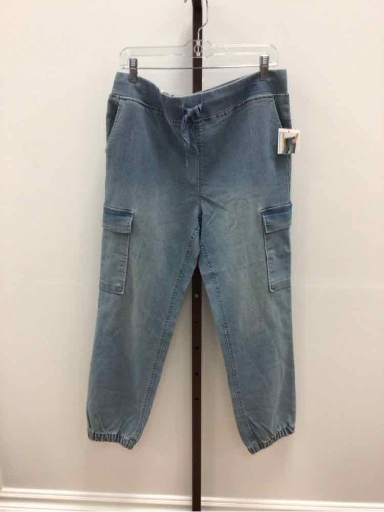 TINSELTOWN Size L High Rise Sporty Utility Jogger Pants - Light Wash