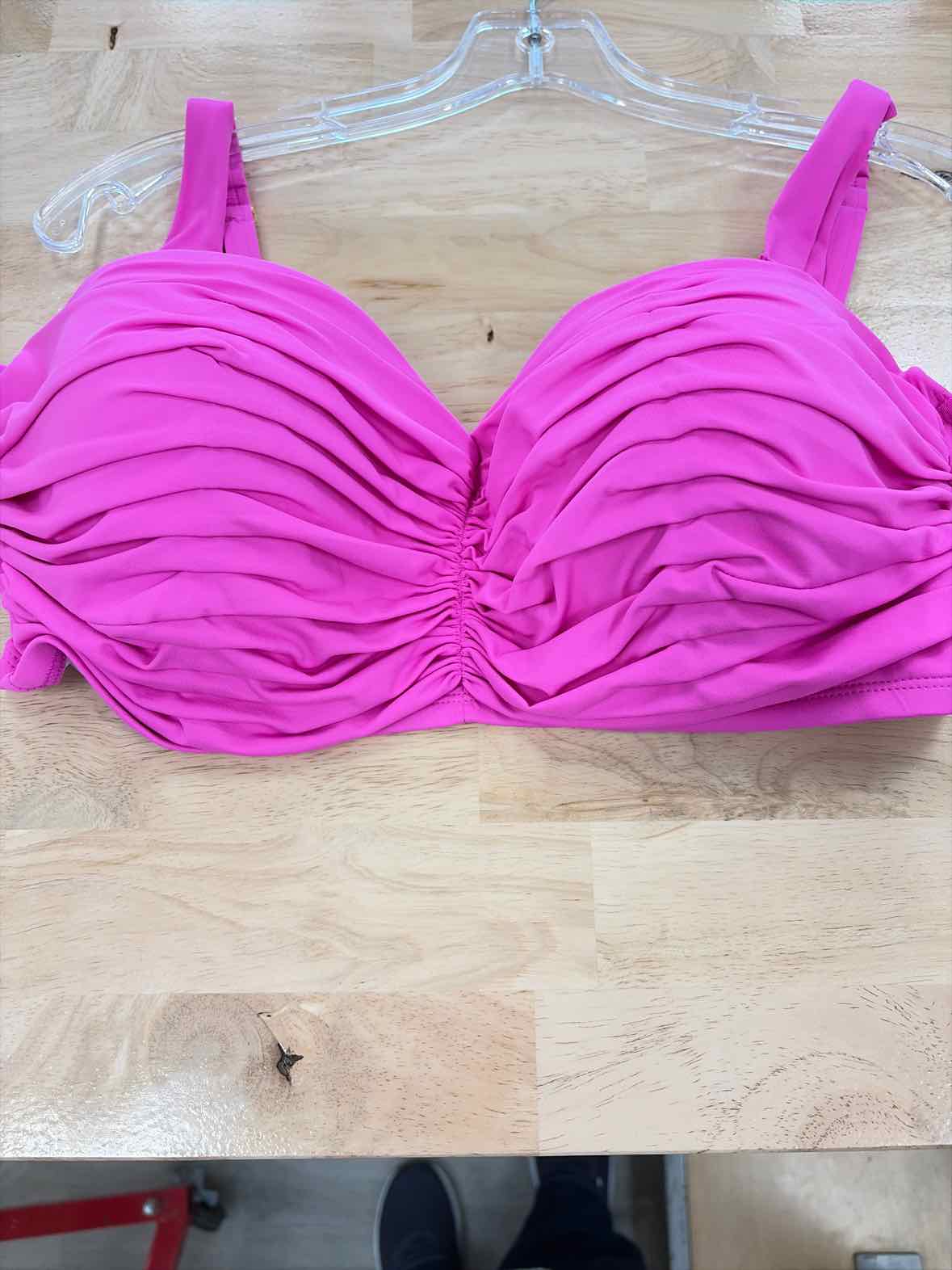 Bleu Size 38D Shirred Bikini Top - Dahlia