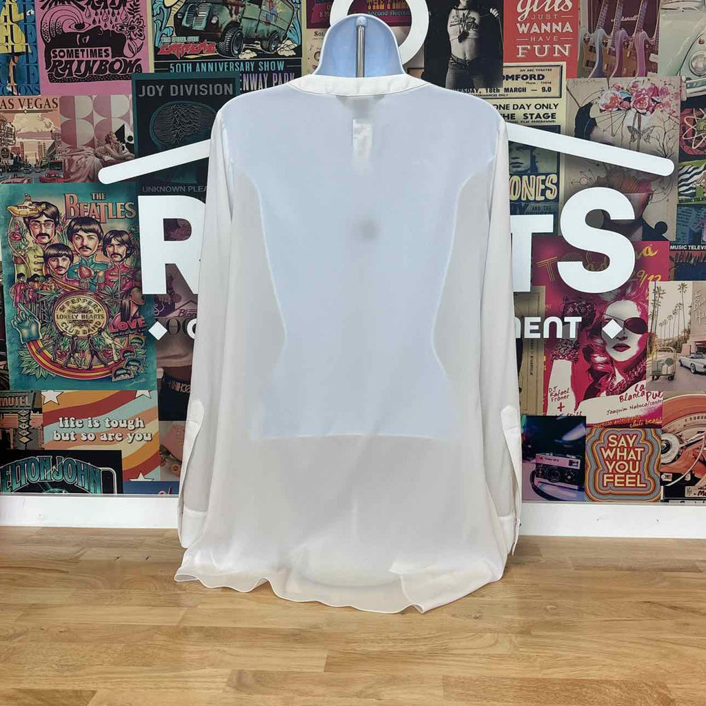 White House Black Market Size 2 White Preloved Blouse LS