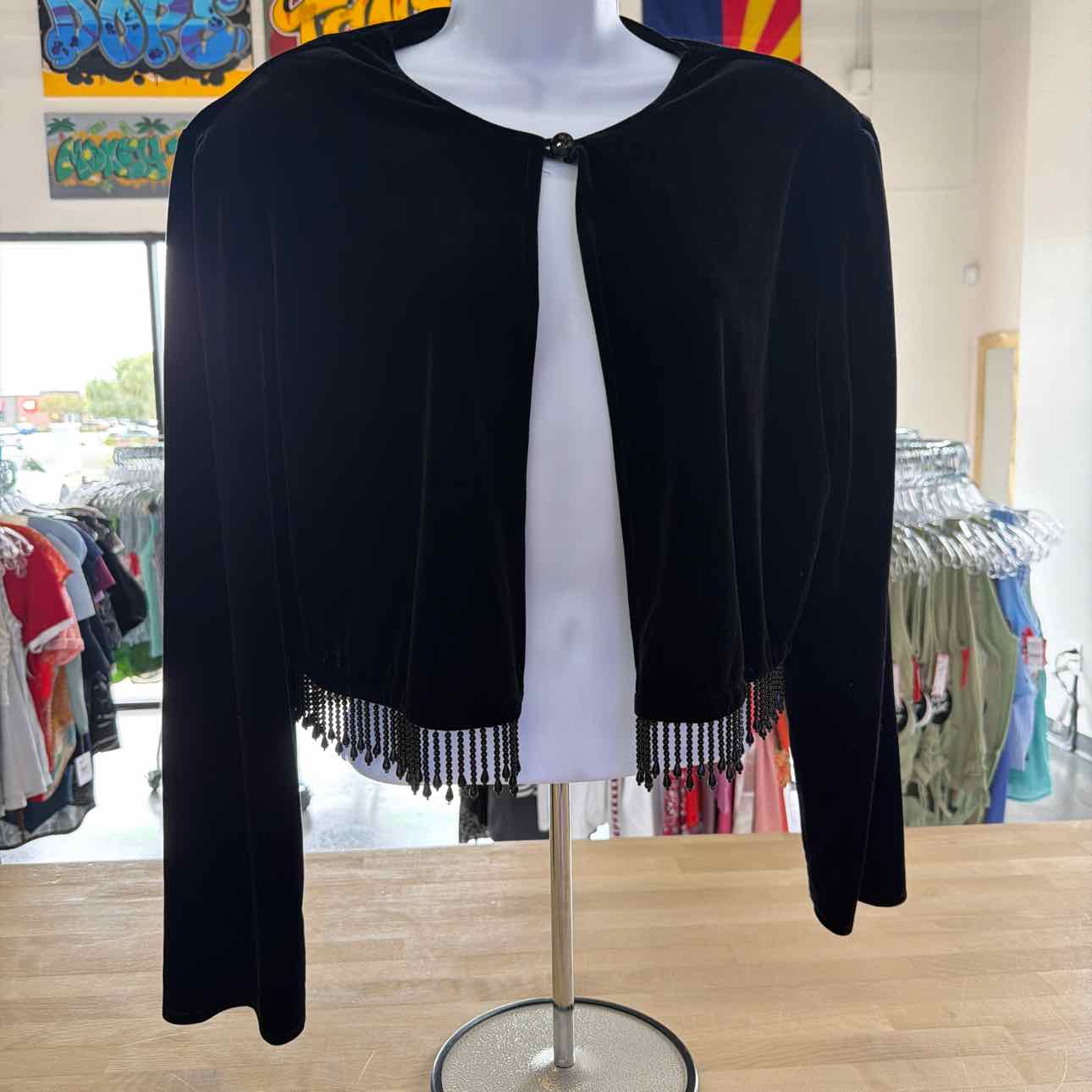 R&K Size 14 Black Velvet Preloved Jacket