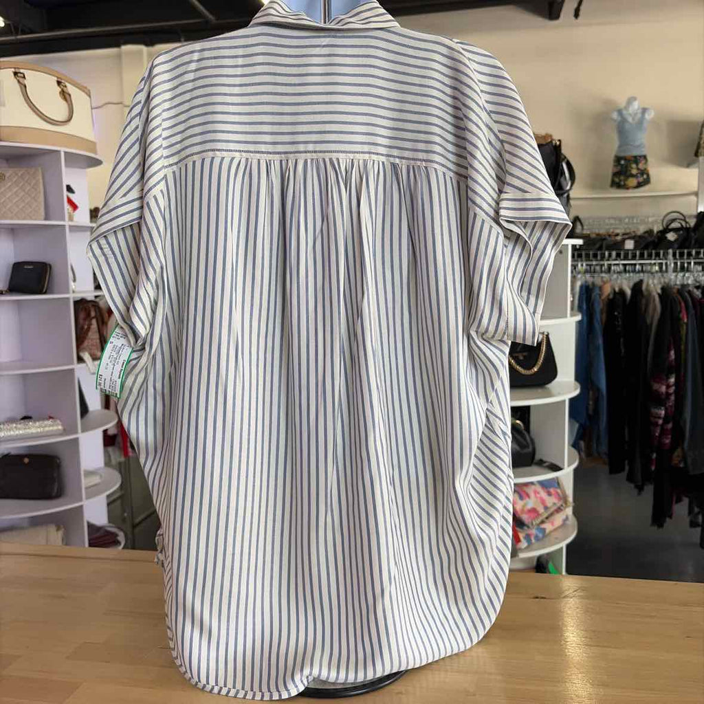 Madewell Size S White Blue viscose Preloved Button Down SS