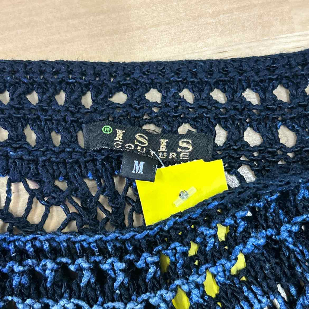 Isis Couture Size M Blue/black Knit Knit Top