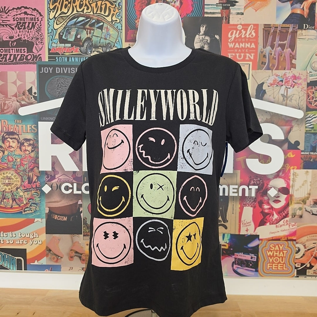 Smiley World Size S Black New T-Shirt SS