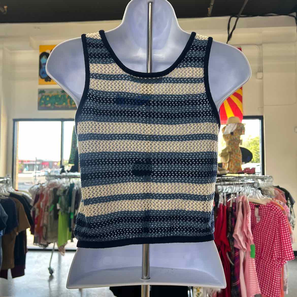 C&C Size S Blue Knit Preloved Tank
