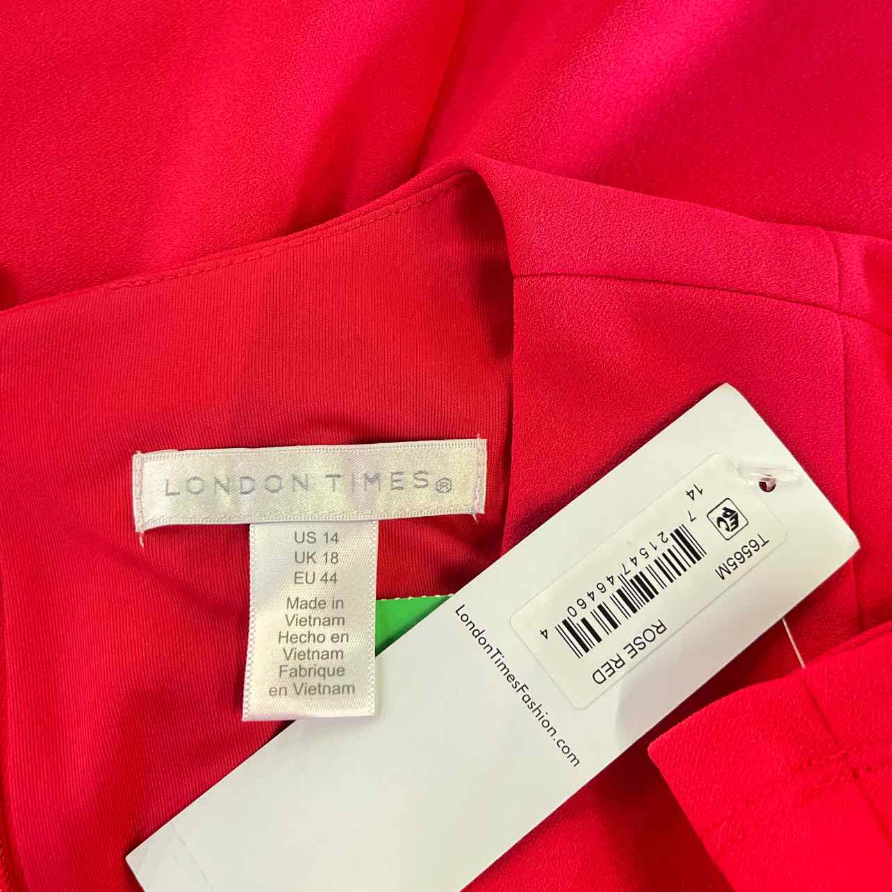 London Times Size 14 Red New Dress