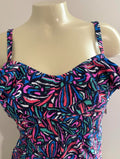 Island Escape Size 6 Abstract Tankini Swim Top, Black / Multi