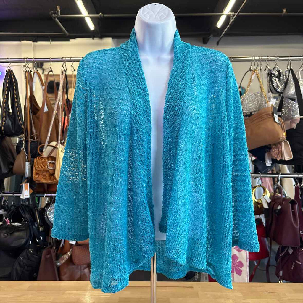 Peck&Peck Size M Blue Knit Cardigan