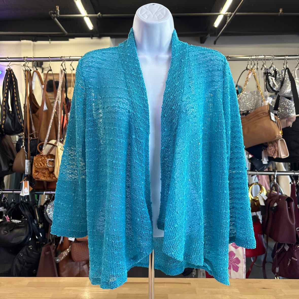 Peck&Peck Size M Blue Knit Cardigan