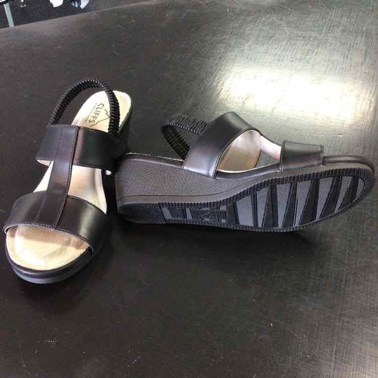 Cliffs Shoe Size 7.5 Black Candea Slingback Wedge Sandals