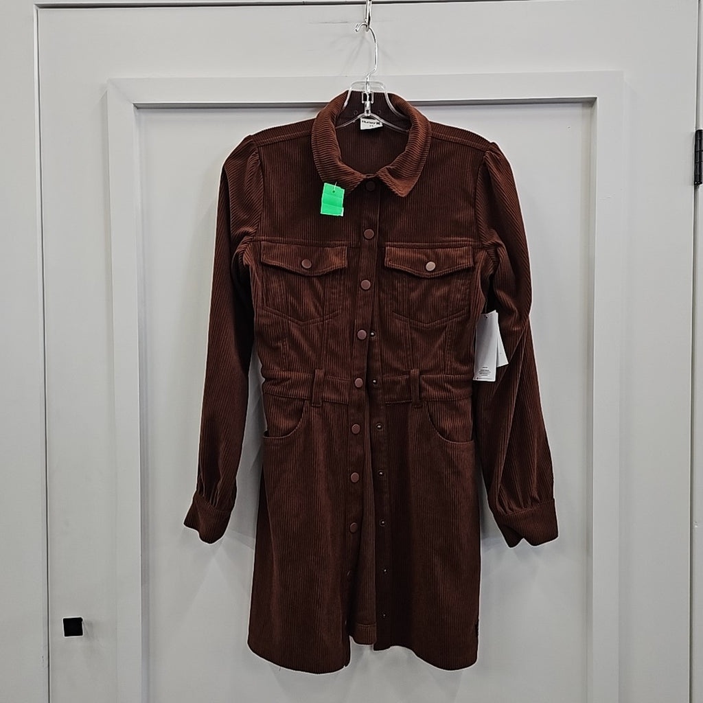 Hurley Juniors' Holland Long-Sleeve Mini Dress - Cocoa