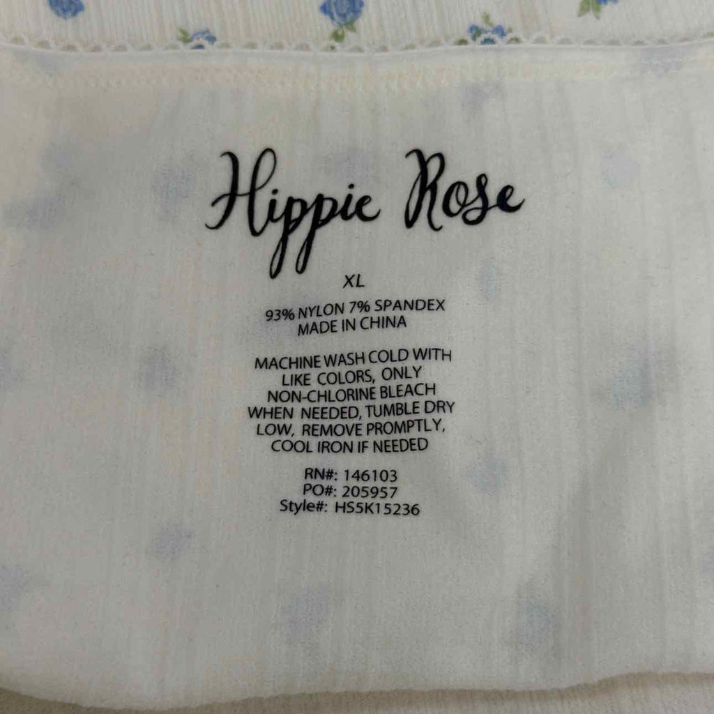 hippie rose Size XL Pointelle Ditsy Print Seamless Tank - White Ditsy