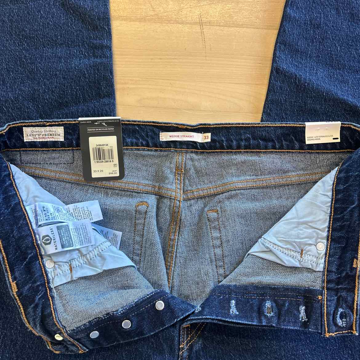 Levi's Size 33x26 Blue Denim New Jeans