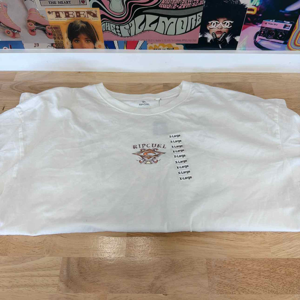 Rip Curl Size XL Cotton Butterfly Crewneck T-Shirt - Bone