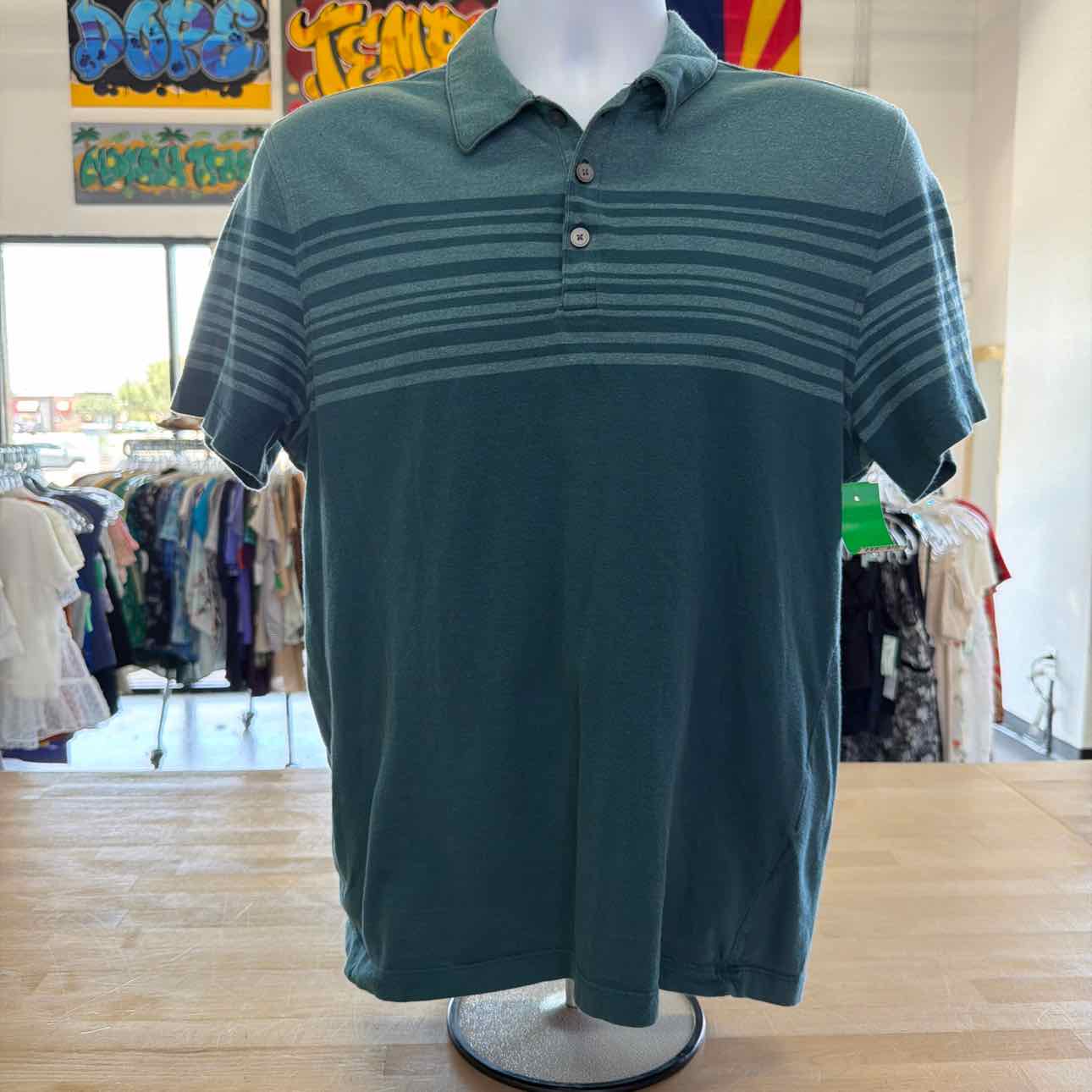 Alfani Size M Teal Preloved MENS Polo