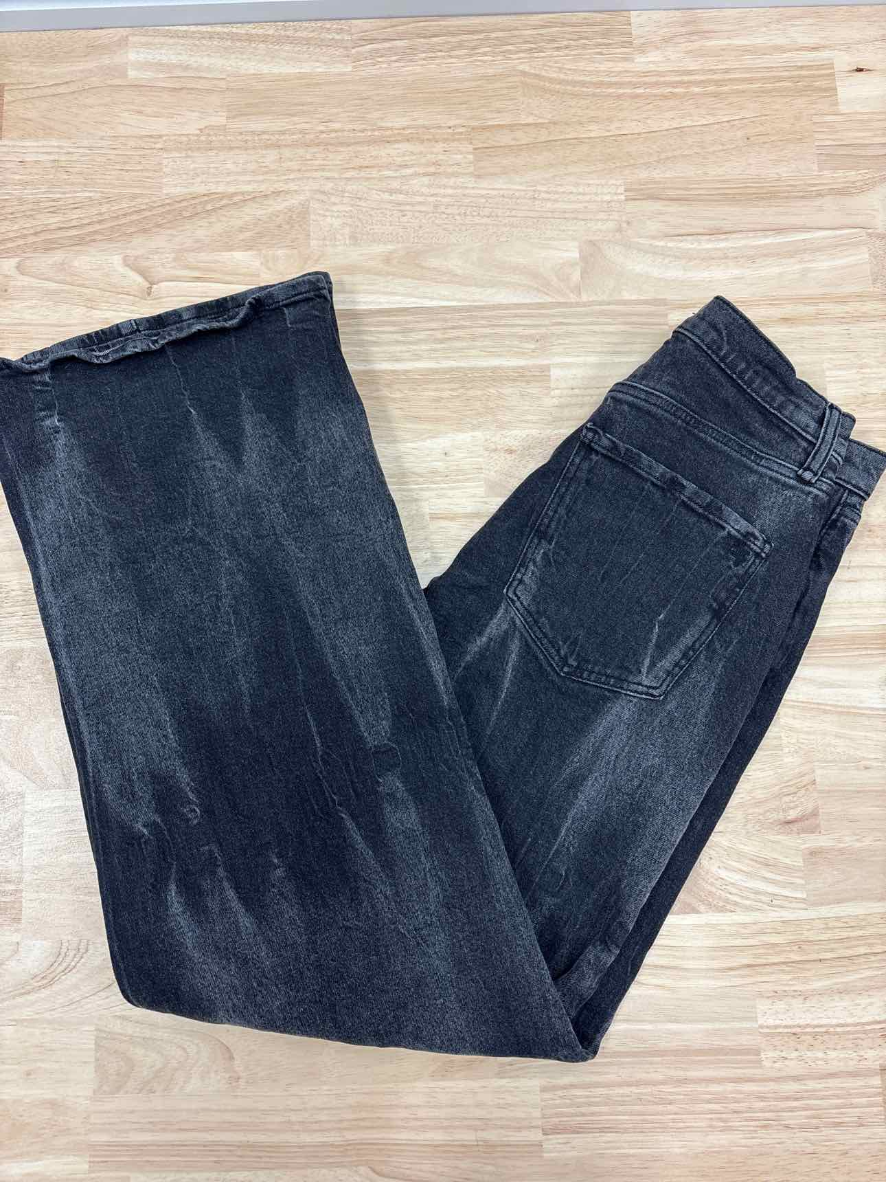 Frayed Size 28 Wide-Leg High Waist Seamed Jeans
