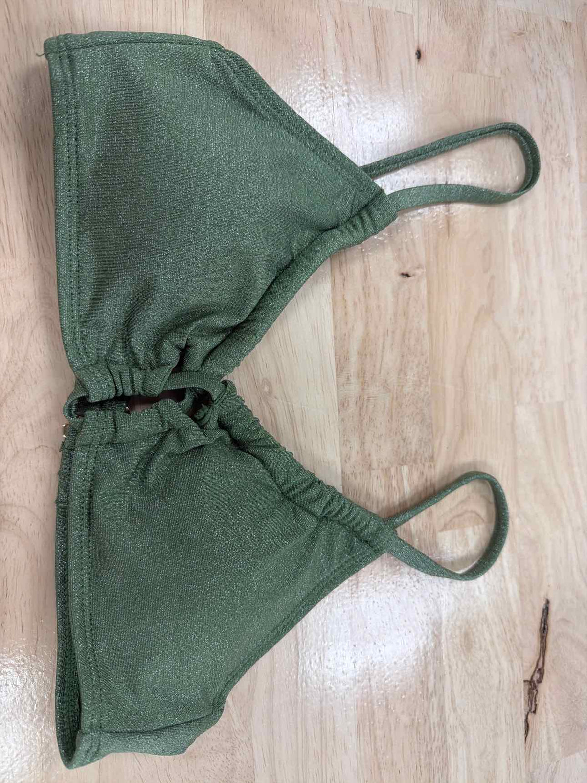 Salt + Cove Size XS Solid Lurex Twist-Front Bralette Bikini