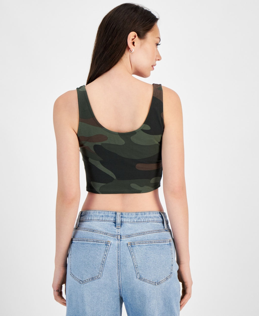 GRAYSON/THREADS Womens Cropped Camo-Print Tank Top