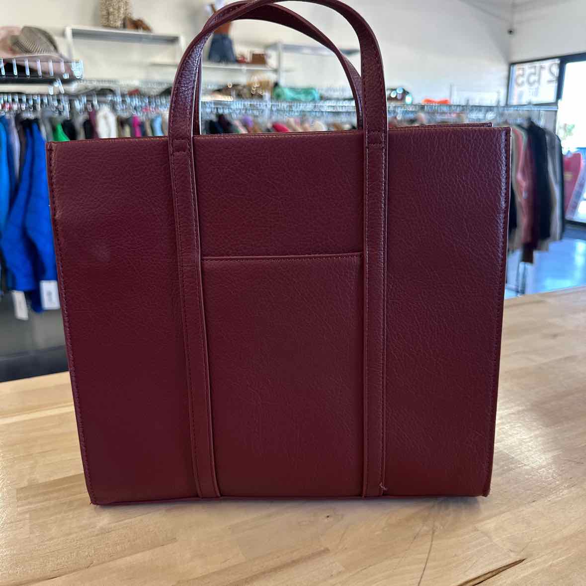 Style & Co. Burgundy Boxy Medium Tote Handbag